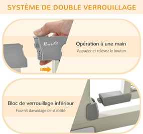 Barreira de segurança para animais de estimação com fecho automático de dupla bloqueio, largura 75-103 cm, cinzenta