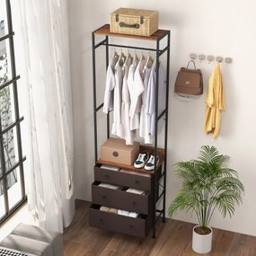 Guarda Roupa, Cabide com varão e prateleiras para o hall de entrada, quarto 55 x 28 x 176 cm Castanho