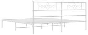 Estrutura de cama com cabeceira 200x200 cm metal branco