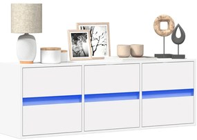 Móvel de parede para TV com luzes LED 130x31x45 cm branco