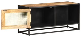 Móvel de TV 90x30x40 cm mangueira áspera maciça e palha natural
