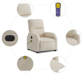 Poltrona massagens reclinável elétrica tecido microfibra bege