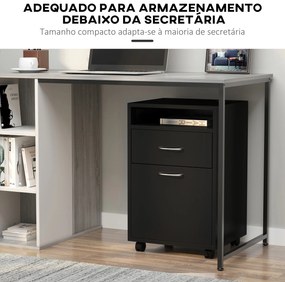 Bloco de Gavetas de Escritório com Armário e Gaveta Móvel Arquivador com Rodas Suporte para Impressora 40x35x60 cm Preto