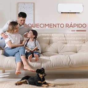 Aquecedor Cerâmico de Parede 1000W/2000W com Controle Remoto