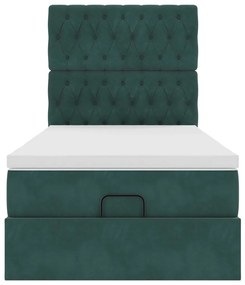 Estrutura de cama otomana colchões 90x200cm veludo verde escuro