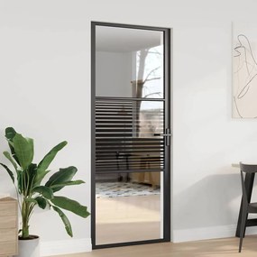 vidaXL Porta Interna Preto 83 x 201.5 cm Vidro Temperado, Alumínio