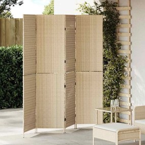 vidaXL Divisor de Ambiente 4 Painéis Dobrável Bege 196x180 cm Polyrattan