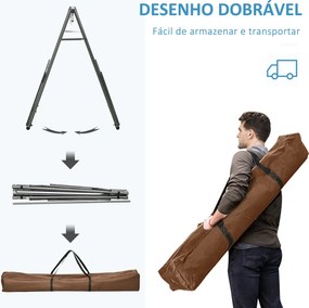 Cama Rede com Suporte Dobrável 2 em 1 Estendal com Barra Estrutura de Aço para Jardim 270x100x94 cm Azul e Verde