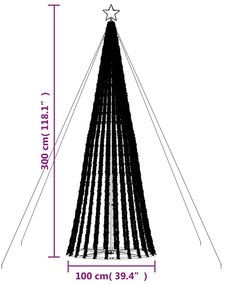 Árvore de Natal luminosa em cone 688 LEDs 300 cm branco quente