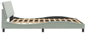 Estrutura de cama c/ luzes LED 160x200 cm veludo cinzento-claro
