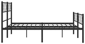 Estrutura de cama com cabeceira e pés 140x190 cm metal preto
