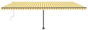 Toldo automático LED e sensor de vento 600x300cm amarelo/branco