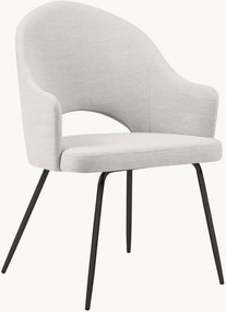 Cadeiras estofadas com braços em aspeto de linho Lys, conjunto de 2