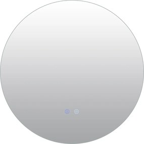 Espelho redondo LED de 60 cm com luz; espelho de casa de banho para montagem na parede com intensidade de luz ajustável e controlo tátil