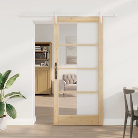 Conjunto de Porta Deslizante com Ferragens vidaXL 93x202 cm Madeira Ma