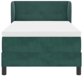Cama Box com Colchão vidaXL Verde Escuro 90x200 cm em Veludo