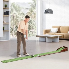 Tapete de golfe Hole-in-One com retorno automático da bola 3 bolas e acessórios de prática 274 x 27 x 15 cm