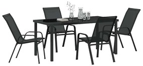Conjunto de Jantar para Jardim 5 Peças Preto Textileno e Aço