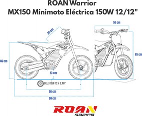 Mini moto eléctrica Warrior 150W MX150 12/12 Até 15 km/h C/ Limitador Vermelha