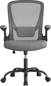 Cadeira de escritório ergonómica giratória com função de balanço em malha cinzenta