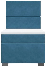 Cama boxspring com colchão 80x200 cm veludo azul