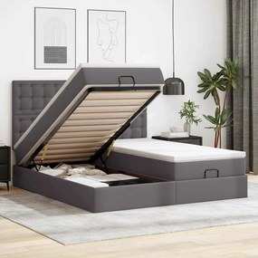 vidaXL Cama otomana com colchões &amp; LEDs 180x200 cm couro artificial