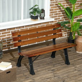 Banco de jardim para exterior com 2 lugares, em alumínio e ripas de madeira, 120 C x 57 L x 70 A cm preto, castanho