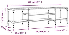 Móvel de TV 161x35x45cm derivados de madeira/ferro cinza sonoma