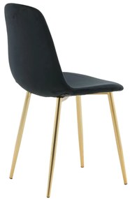 Cadeiras de jantar Polar 2 pcs veludo preto e latão