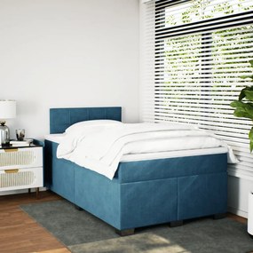 Cama boxspring com colchão 120x200 cm veludo azul