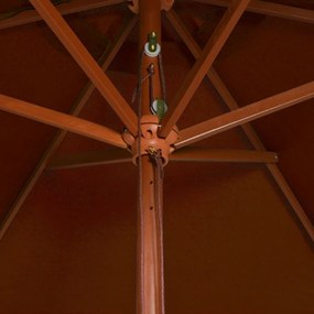 Guarda-sol de jardim c/ poste de madeira 200x300 cm terracotta