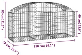 Cesto gabião arqueado 150x50x60/80 cm ferro galvanizado