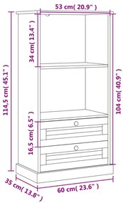 Estante VIGO 60x35x114,5 cm madeira de pinho maciça cinzento
