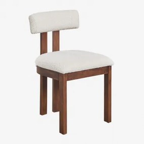 Pack De 2 Cadeiras De Jantar Estofadas Argider Madeira Escura & Bouclé Branco Pérola - Sklum