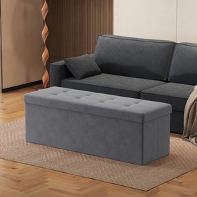 Banco com espaço de arrumação em veludo 38 x 110 x 38 cm cinzento ardósia