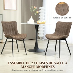 Conjunto de 2 cadeiras de jantar com design moderno e estofadas 49 x 61 x 80,5 cm, para sala de estar, sala de jantar ou quarto, em castanho
