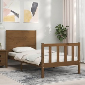 vidaXL Estrutura cama solteiro c/cabeceira madeira maciça castanho-mel
