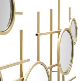 ESPELHO DE PAREDE GLOXY 117X4,5X61 CM (ESPELHO Ø 18-13-8 CM) DOURADO