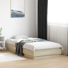 Estrutura de cama com luzes LED 75x190 cm carvalho sonoma