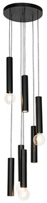 Candeeiro de suspensão design preto redondo 7 luzes - Tuba Design
