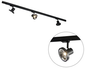 Railsysteem met 3 spots zwart links incl. LED 3-fase - Iconic Jeany Moderno