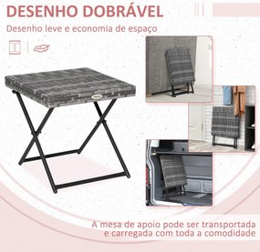 Outsunny Mesa de Jardim em Vime Sintético Mesa de Terraço Exterior Dob