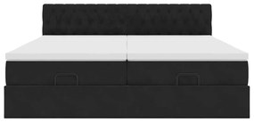 Estrutura de cama otomana com colchões 180x200cm veludo preto