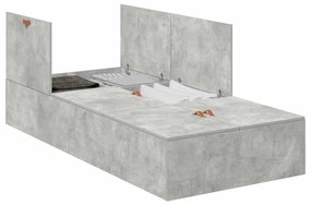 Cama Cinza Betão 75 x 190 cm, Madeira de Engenharia