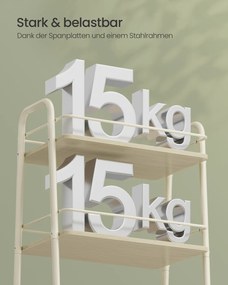 Carrinho cozinha com cesto de tecido 43 x 30 x 81 cm bege natural-branco creme