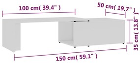 Mesa de centro 150x50x35 cm derivados de madeira branco