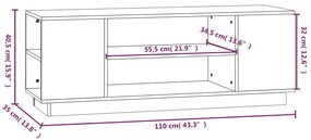 Móvel de TV 110x35x40,5 cm madeira de pinho maciça castanho mel