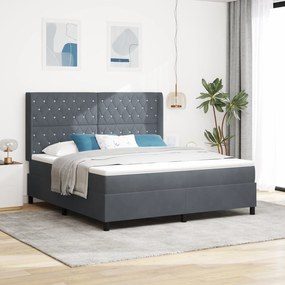 Cama Box Spring com Colchão cinza escuro 180x200 cm Veludo