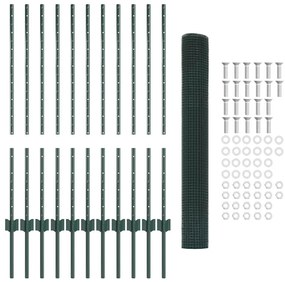 Conjunto de Cerca de Jardim Conjunto de 2 Verde Aço Galvanizado
