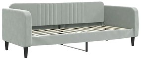 Sofá-cama c/ gavetão e colchões 80x200 cm veludo cinzento-claro